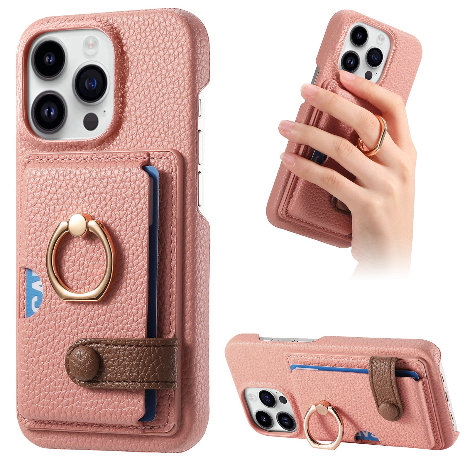 Y2 For iPhone 14 Pro Card Slot Case Litchi Texture PU+PC+TPU Kickstand Phone Cover Y2 For iPhone 14 Pro Card Slot Case Litchi Texture PU+PC+TPU Kickstand Phone Cover